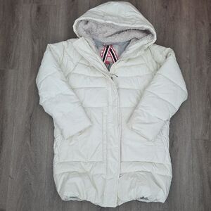 Hunter Almond Color Water Repellant Sherpa Hood Lined Puffer Womens Coat Size L